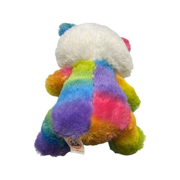 13”Peekaboo Toys Rainbow Colors Colorblock Panda Bear Sparkle Eyes Plush Toy - Picture 2 of 5
